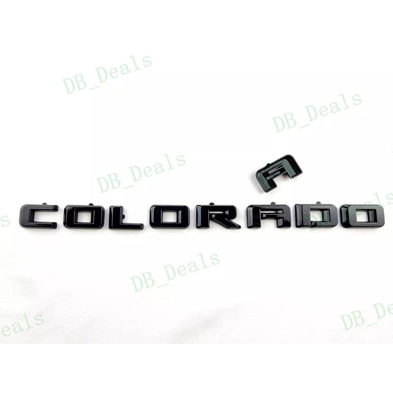 OVERLAY 3PCS Gloss Black Door Rear Colorado Emblems Letters Fit