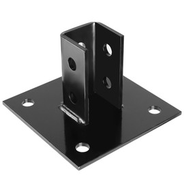 Skelang Post Base, 4 Holes Square Post Bracket, Strut Base Mount for 1-5/8" Single Strut Channel, Black, Pack of 2