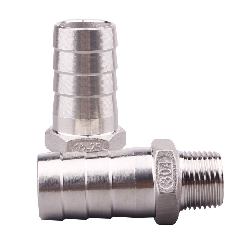DERNORD Stainless Steel 1" Hose Barb x 1/2" NPT Male