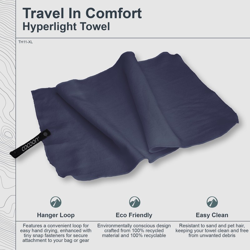 Cocoon Microfibre Towel Hyperlight, XL, Lava Grey