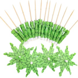 Gyufise 50Pcs Tropical Coconut Palm Tree Cupcake Toppers Paper Umbrellas with Wood Toothpicks for Summer Hawaiian Cupcake Toppers Umbrella Handmade Sticks Party Decoration Supplies