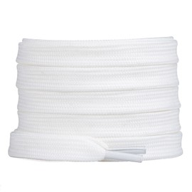 Booyckiy [2 Pairs] Flat Shoe Laces for Sneaker, 2/5" Wide Shoelaces Off White 47 inch(120cm)