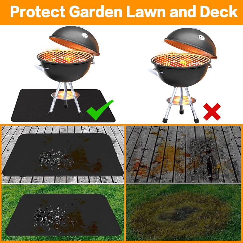 Large Under Grill Mat, Fireproof Grill Pads for Outdoor Charcoal,