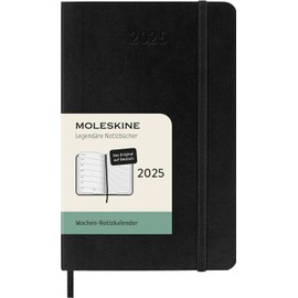 Moleskine Weekly Planner, Weekly Planner with Space for Notes for 12 Months 2025, Soft Cover and Elastic Closure, Colour Black, German Language, Pocket Size 9 x 14 cm