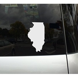 Illinois State Shape - The Prairie State - White Vinyl Decal Sticker for Cars, Laptops, Trucks and Glass (6 Inch)