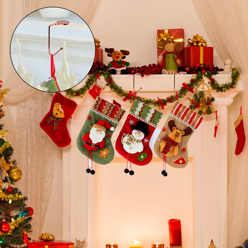 4PCS Christmas Stocking Holders Hangers Hooks for Fireplace Mantel Hooks