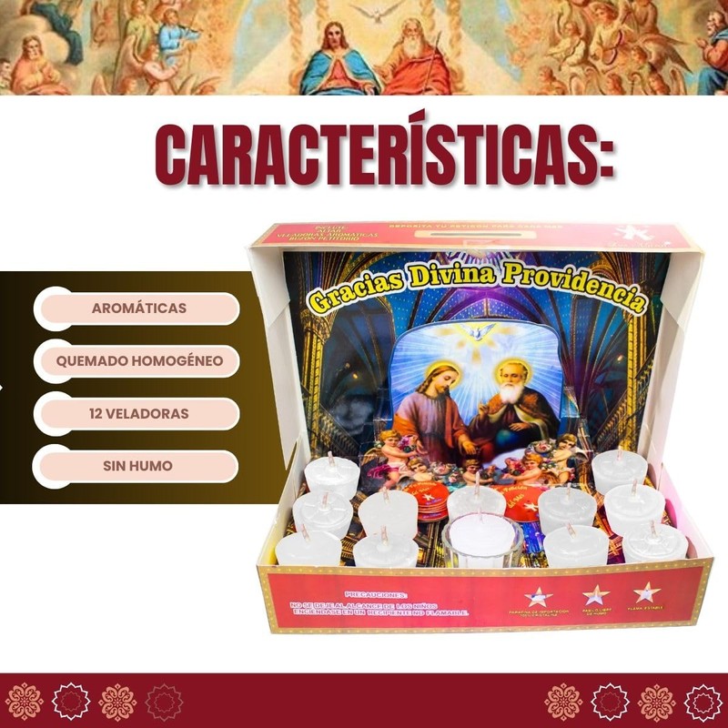 Docenera Divina Providencia| Velas Votivas de 12 piezas aromáticas |