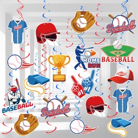 Baseball Hanging Swirls Decorations, 33 Pcs Baseball Hanging Spirals for Baseball Birthday Decorations & Baseball Party Decorations