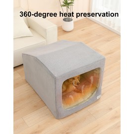 Hovicaed Dog Bed for Large Dogs,Warm Indoor Dog House with Cushion, Washable Pet Sofa Puppy Condos for Medium Large Dogs Sized, Covered Cat Bed, Winter Outside Enclosed XL House Pet Products (XXL)