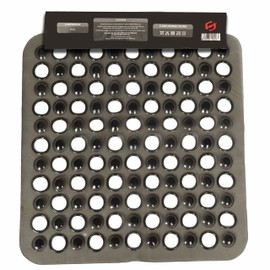 SUL Square Shower Mat Anti Slip,Anti Mould, Machine Washable Bath Mat For Walk In Shower Tray, Bathtub Shower Mats NonSlip Drain Holes Suction Cups,Latex Free Durable Resistant Size43cmx43cm Black