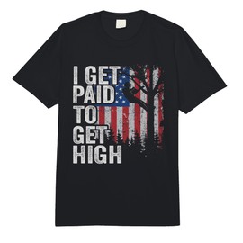 I Get Paid to Get High Tree Climbing American Flag Arborist Comfort Colors Adult Heavyweight T-Shirt