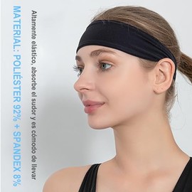 Diademas Deportivas 5 Piezas, Diademas Ejercicio para Mujer Yoga, Diadema Elástica Suave Que Absorbe el Sudor, Adecuada para Hombres y Mujeres