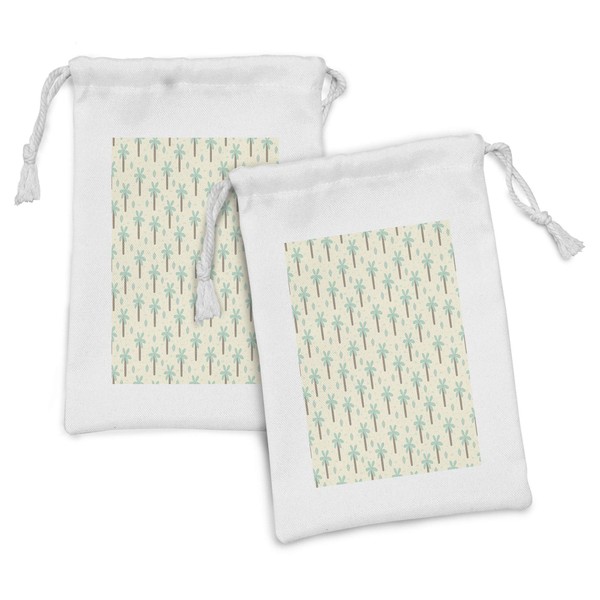 Ambesonne Palm Tree Fabric Pouch Set of 2, Cartoon Style