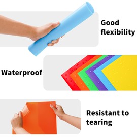 Cesil Plastic Folders with Pockets (6 Pack, Assorted Colors), Durable Heavy Duty File Folders with Business Card Slot, 2-Pocket Folder for Schoolwork & Office,Letter Size