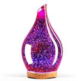 Porseme 280ml Essential Oil Diffuser, 3D Glass Aromatherapy Diffusor, Ultrasonic Cool Mist BPA Free Aroma Humidifier with Timer and Color Changing Function, Waterless Shut-Off for Home Office Room