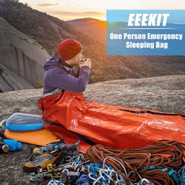 EEEKit 2-Pack Winter Survival Bivy Bags – Waterproof Mylar Emergency Sleeping Blankets with Whistle for Cold Weather Camping and Hiking