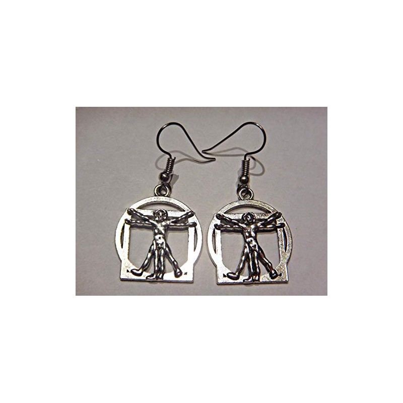 Leonardo DaVinci's Vitruvian Man Hypoallergenic Earrings on French Hooks Renaissance
