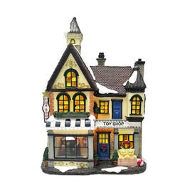 Moments in Time 10.8" H Resin Christmas Village Building, Toy Shop with LED Lights - Battery Operated (not Included)