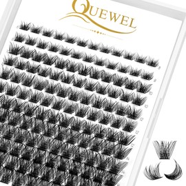 QUEWEL Individual Eyelashes, Individual Eyelash Clusters, Lashes, Mega D Curl, Mix 8–16 mm, 144 Pieces, Eyelash Segments, Wide Base, for Eye Make-Up, DIY Eyelash Extension, Mega-D-Mix