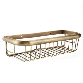 Yosoo Wall Mount Bathroom Shelf, 30cm Copper Shower Basket with Antique Design, Bath Storage Holder for Towels and Toiletries