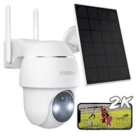 Security Camera Outdoor, 360° PTZ Security Cameras Wireless Outdoor Solar Powered, 2.4G Wireless WiFi Cameras for Home Security, 2K Night Vision, PIR Detection, 2 Way Audio,IP66,SD/Cloud Storage