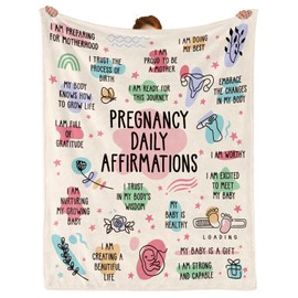 New Mom Gifts for Women, Pregnancy Gift for Wife Daughter, Mom Blanket with Pregnancy Daily Affirmations, Mommy to be, First Time Moms Gift, Best Gifts for Pregnant Friend, Throws Blankets 50" x 60"