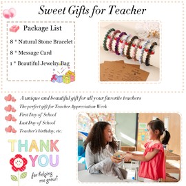 JEWPARK 8Pcs Teacher Appreciation Gifts for Women men, Natural Stone Teacher Bracelets…