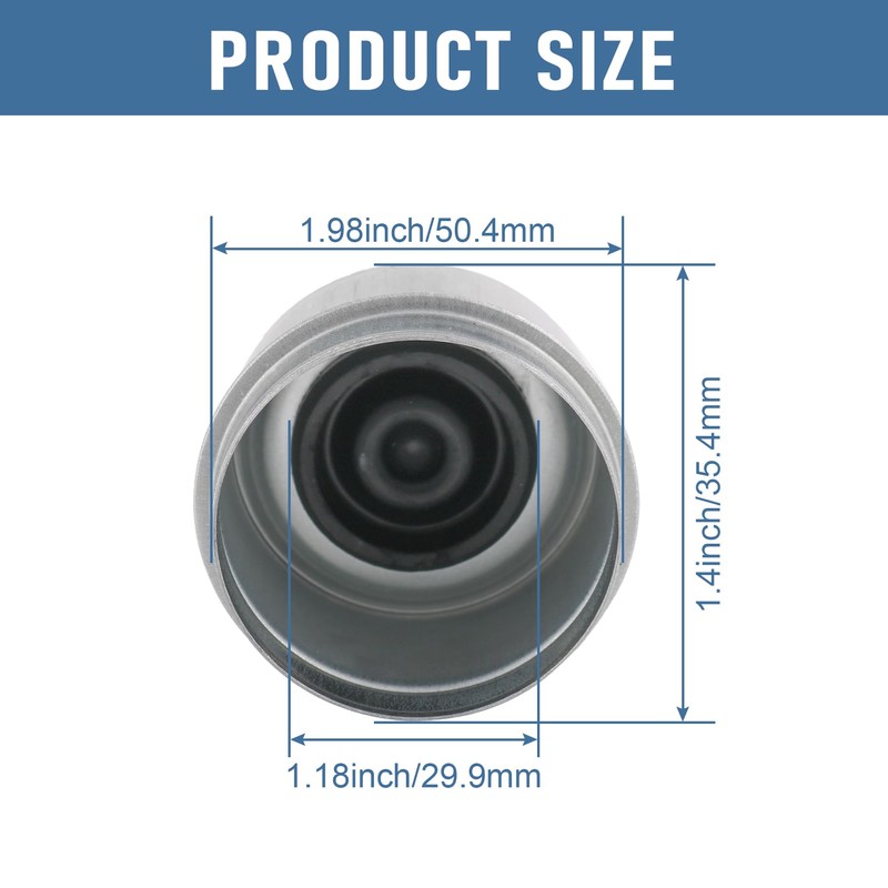 4pcs 1.98" Trailer Axle Dust Cap Cup Grease Cover Hub