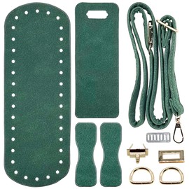 JMZLLRX Bag Base for Crocheting, PU Leather Bag, Knitting Set with Bag, Twist Lock Bag Strap for Bag Making, Handbag, DIY Craft, Green