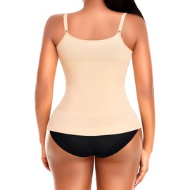 YARRCO Shape Undershirt Women's Tank Top Tummy Control Shapewear Sports Tank Top Figure Shaping Tank Top Body Shaper Shirt Seamless Shaping Camisole Shaping Shirt, Black and beige