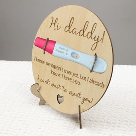 Pregnancy Announcement For Daddy Keepsake Wooden Sign, Hi Daddy Pregnancy Test, Baby Surprise Reveal To Husband