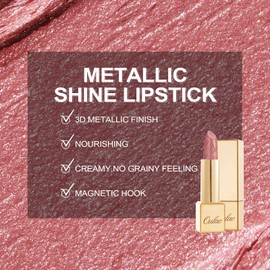 OULAC Metallic Shine Glitter Lipstick Set, Nude High Impact Lipcolor, Lightweight Soft and Ultra Hydrating, Long Lasting, Vegan 13+27