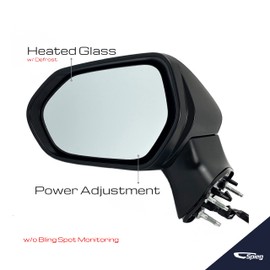 Spieg Driver Side Mirror for 2018-2024 Toyota Camry Power Adjustment Heated Manual Folding Turn Signal Light Paint To Match White 6 Pins Left TO1320367