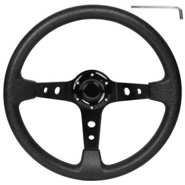 iLSKW Golf Cart Steering Wheel for EZGO TXT/RXV, Club Car DS/Precedent/Tempo, Yamaha G29/Drive/Drive 2, and More Golf Cart Models, Racing Steering Wheel, Black (Adapter Not Included)