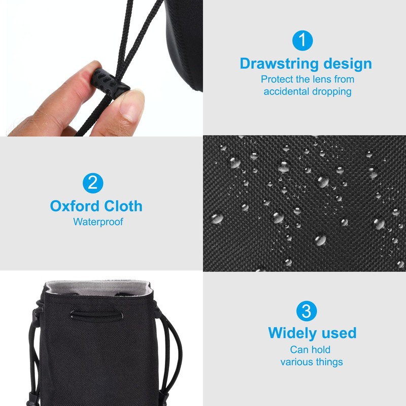 PATIKIL Soft Drawstring Lens Case, Lens Pouch Bag with Cotton