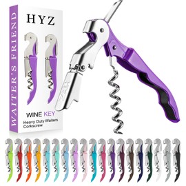 HYZ 2-Pack Wine Opener Waiter Corkscrew, Professional Wine Key for Servers, Bartender with Foil Cutter, Manual Wine Bottle Opener Double Hinged (Dark Purple)