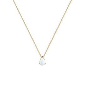 Elli Women's Elegant Drop Pendant Necklace with Moonstone in 925 Sterling Silver Gold-Plated, Silver, Moonstone