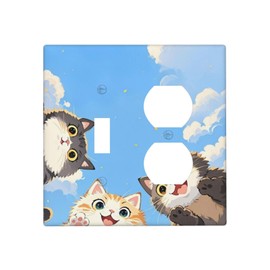 Ihsourgnitnem Wallplates Orange Gray Cute Cat Sky Cloud Cat S Paw 1 Toggle 1 Duplex Switch Plate Electrical Gfci Faceplate Decorative Light Switch Covers For Kids Room Nursery Decor