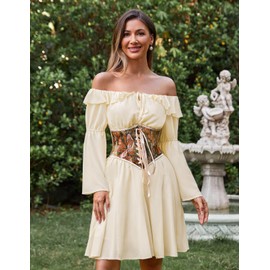 Scarlet Darkness Women's Renaissance Corset Floral Underbust Boned Lace Up Bustier Belt Pirate Corset Floral Red 6