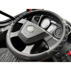 PINCTROT XL Size 17.5-18 Inch Great Grip Steering Wheel Cover for Semi Truck, Fits RV, Big Rig Trucker, 18 Wheeler and Classic Cars, Anti-Slip Design 17.5-18 Inch (Black/Red Stitch)