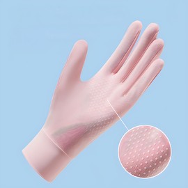 Ice Silk Sunscreen Gloves UV Protection Mittens Non-slip Touch Screen Driving Gloves for Cycling Riding Golfing Hiking (Purple, One Size)