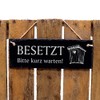 Engraved Slate Sign with German Text "Besetzt, Bitte kurz warten