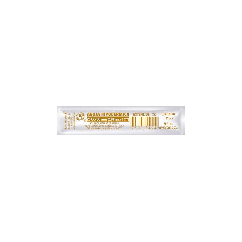 DL Caja 100 Agujas Hipodérmica Desechable Calibre 20G x 38