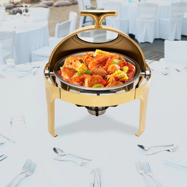 CNCEST 6 QT Round Chafing Dish Buffet Set with Thick
