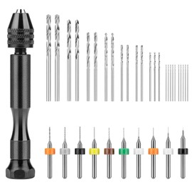 36 Pieces Hand Drill Set, Pin Vise Hand Drill with 10PCS PCB Mini Drill Bits and 25PCS Micro Twist Drill Bits, Jewelry Drilling Tool for Resin Polymer Clay, DIY Craft