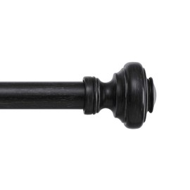 MODE Farmhouse Collection 1 1/8" Diameter Curtain Rod Set with Porch Doorknob Curtain Rod Finials and Steel Wall Mounted Adjustable Curtain Rod, Fits 72” to 144” Windows, Weathered Black