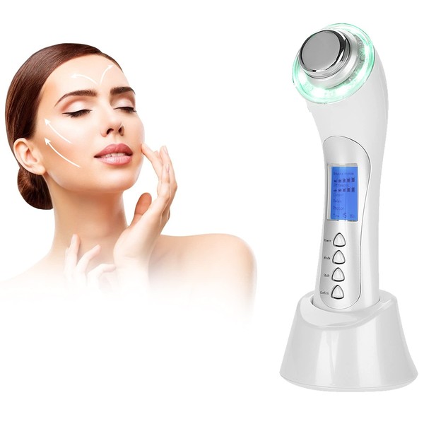 Ultrasonic Beauty Device, Ultrasonic Face, Face Massager, Anti-Wrinkle Beauty Device, 5-in-1 Ion Ultrasonic Infrared Face Massager, USB Rechargeable for Skin Care and Skin Firm