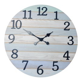 Farmhouse Clock for Office 24 Inch Round Solid Wood Wall Clocks Battery Operated Analog Giant Wall Clock Silent