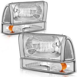 OCPTY Headlight Assembly Pair Replacement For 00-04 for Ford Excursion 99-05 for Ford for F-250 Super Duty 99-05 for Ford for F-350 Super Duty 99-04 for Ford for F-450 Super Duty for F-550 Super Duty