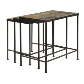 Zhongma Nesting Tables Set of 3, End Tables with Slate Table Top, Solid Real Stone, Side Table, Accent Table